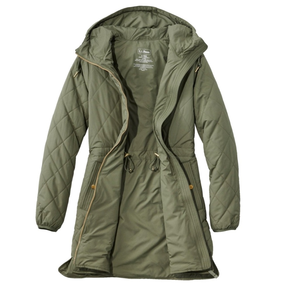 LL Bean Women's Bean's Cozy Quilted Coat Deep Olive Size Small